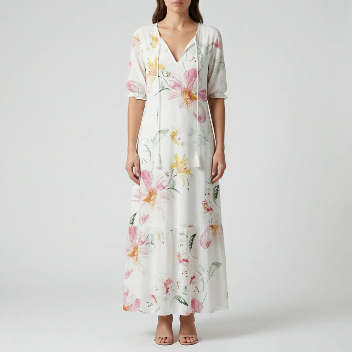 Bohvela - Floral Print Boho Maxi Dress