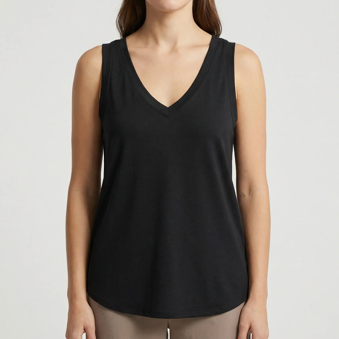 Brezova - Loose Deep V-Neck Sleeveless Top
