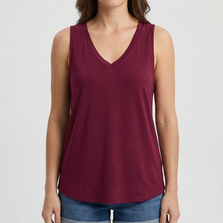 Brezova - Loose Deep V-Neck Sleeveless Top