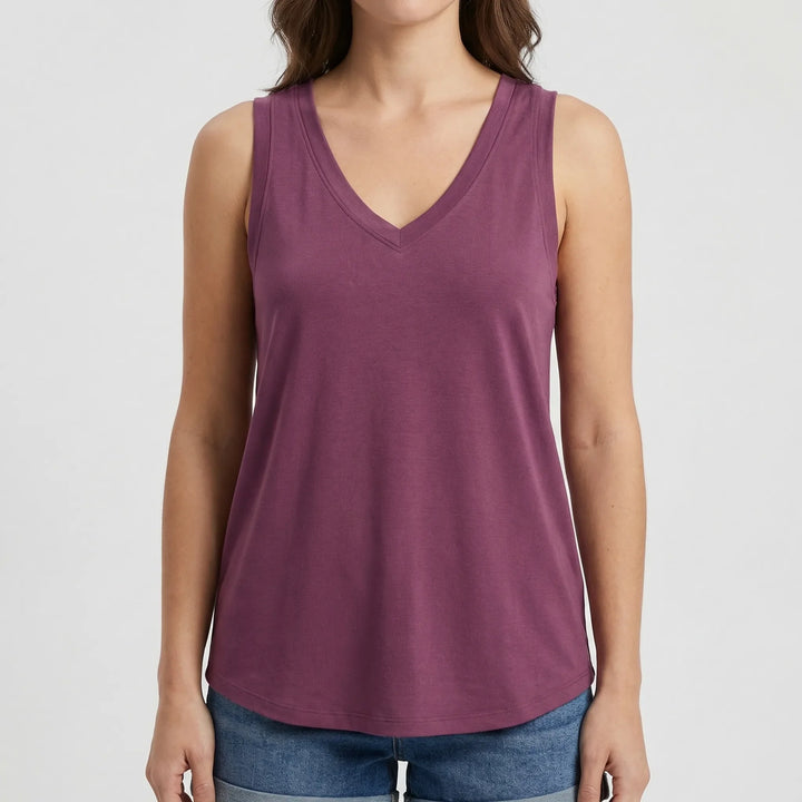 Brezova - Loose Deep V-Neck Sleeveless Top