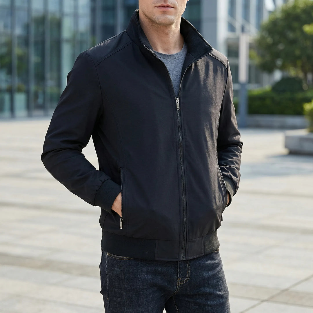 Brezzon - Stand Collar Windbreaker Jacket For Men