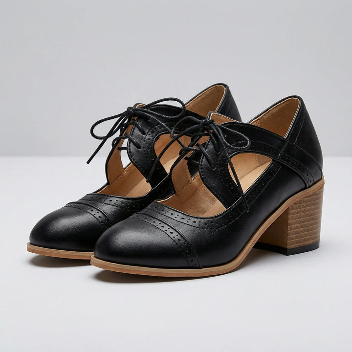 Broquella - Lace-Up Block Heel Brogue Boot