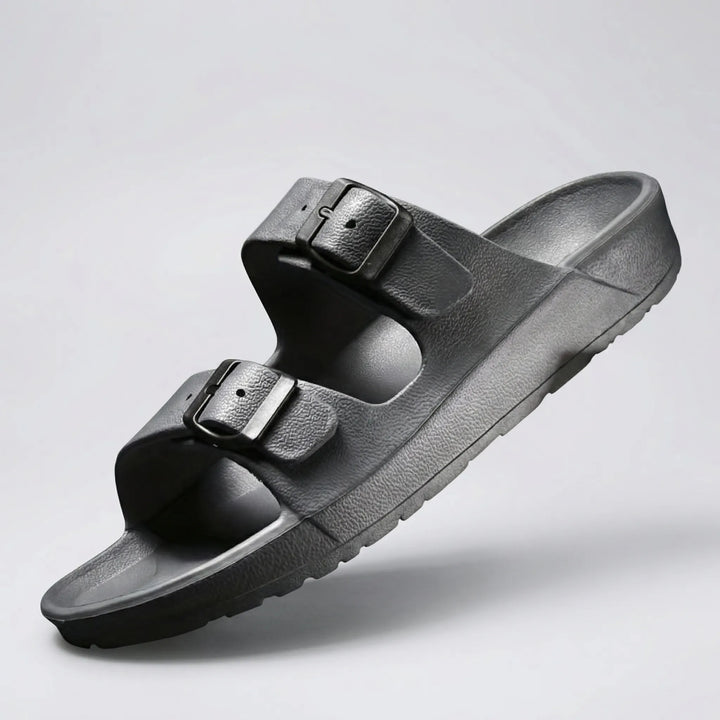 Buckivo - Double Buckle Open-Toe Slide Sandal