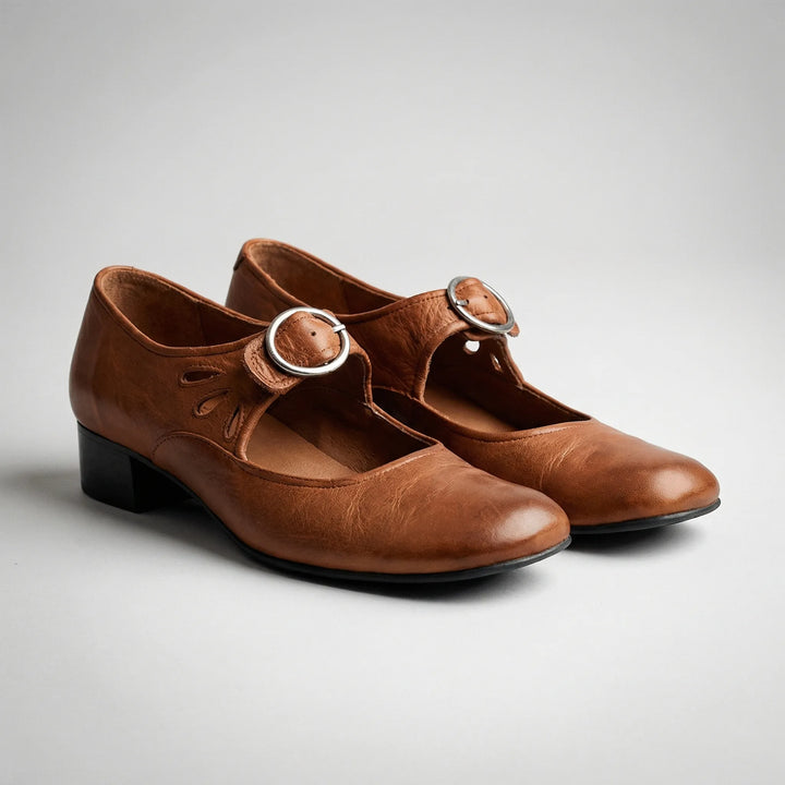 Buckova - Low-Heel Buckle Strap Women's Shoe
