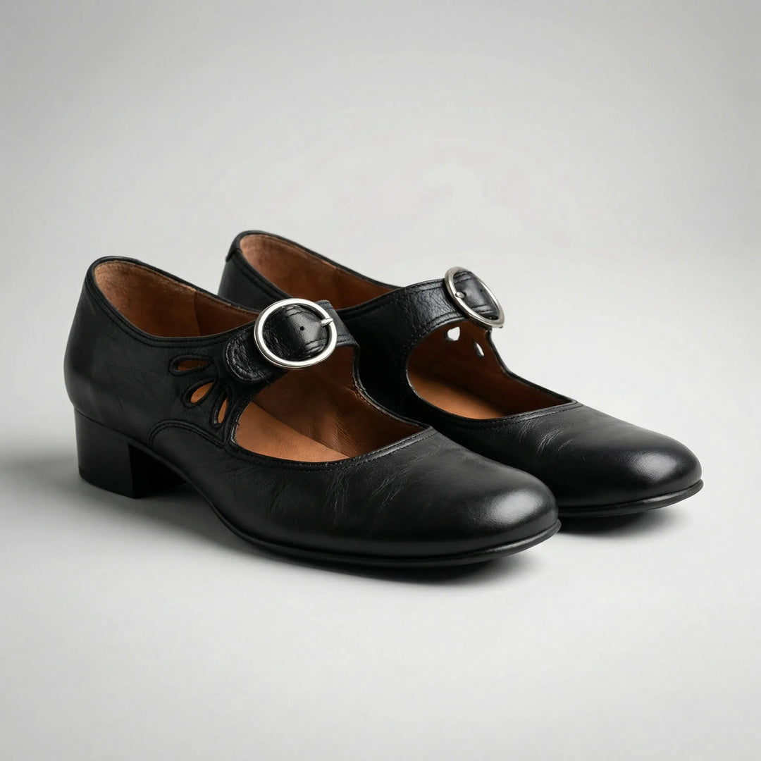 Buckova - Low-Heel Buckle Strap Women's Shoe