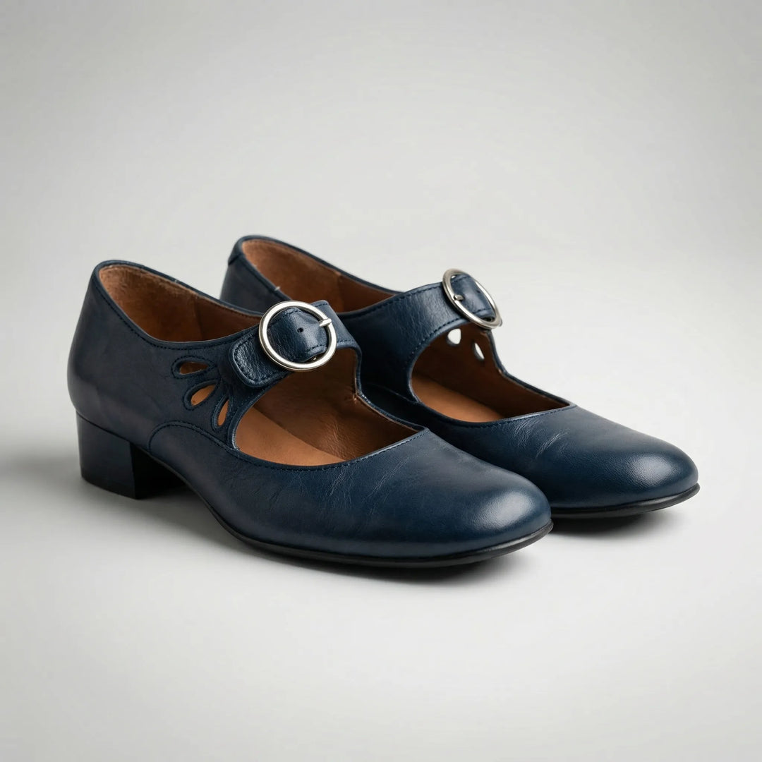 Buckova - Low-Heel Buckle Strap Women's Shoe