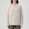 Oversized Kabelstickad Crewneck Pullover