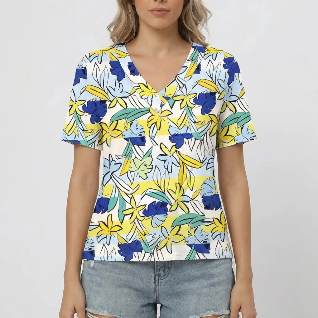 Casuvee - V-Neck Short Sleeve Casual Tee