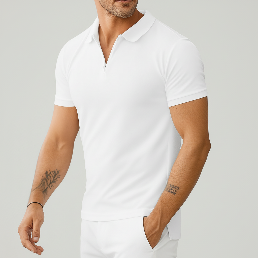 T-Shirt med Halv Dragkedja Polo för Män