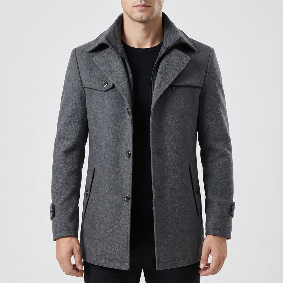 Clarenox - Lapel Collar Button-Front Men's Jacket