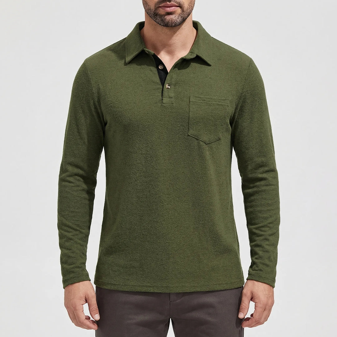 Collenzo - Long-Sleeve Polo Shirt With Chest Pocket