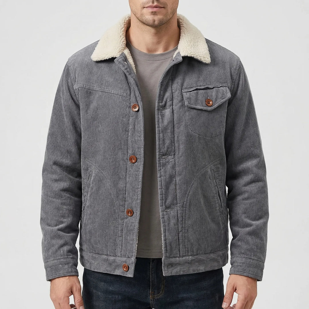 Corveaux - Sherpa-Lined Corduroy Button-Front Jacket