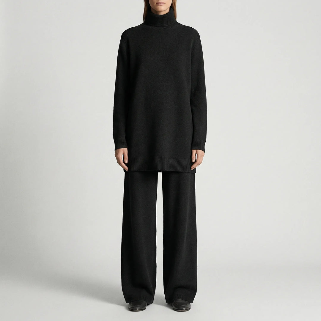 Cozelle - Turtleneck Sweater And Wide-Leg Pants Set