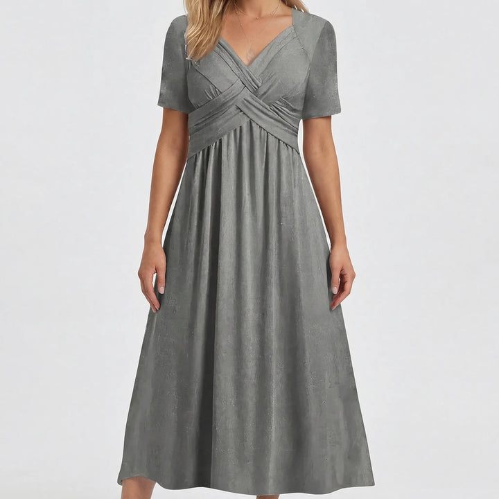 Drifena - V-Neck Midi Dress With Crossover Bodice