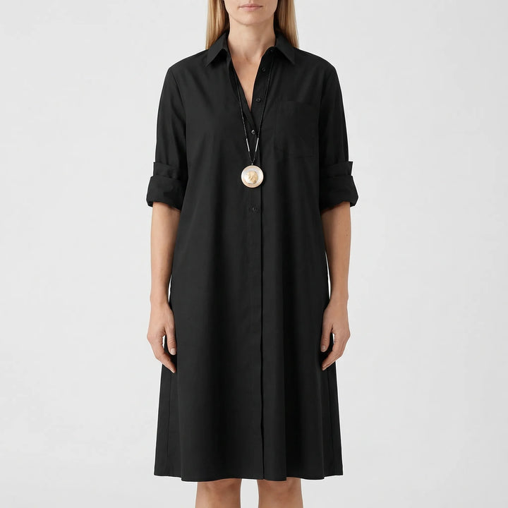 Elegantra - Classic Collar Button-Down Shirt Dress