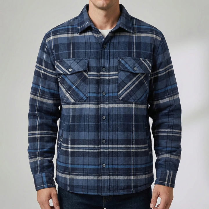 Flandrex - Fleece-Lined Plaid Shirt Jacket For Men