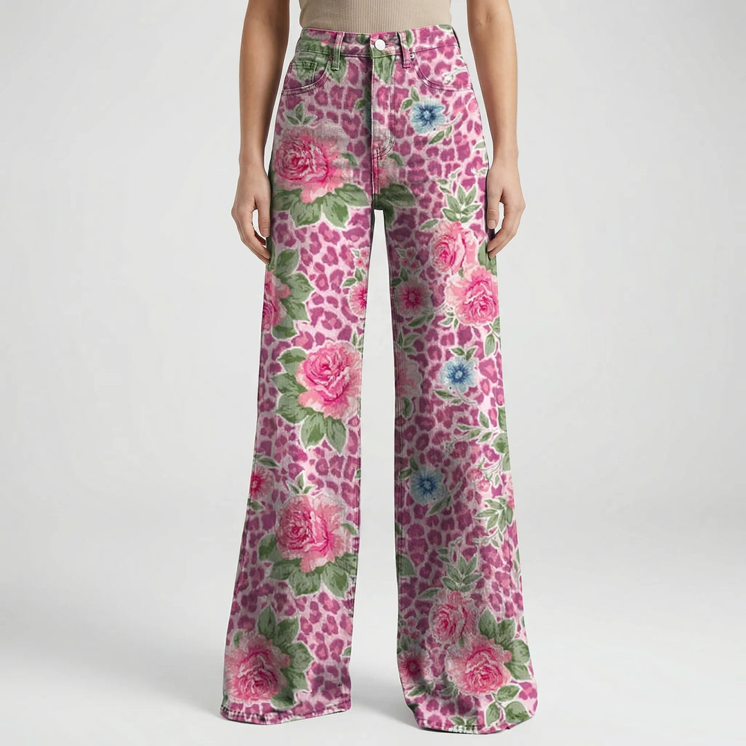 Florива - Full-Length Printed Wide-Leg Pants