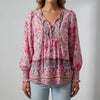 Blommig Boho Blus för Kvinnor