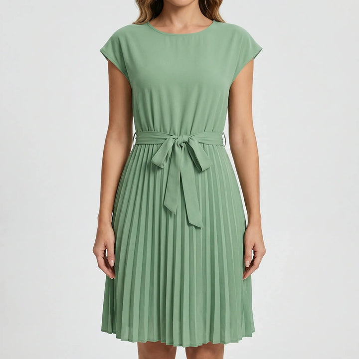 Florvene - Short-Sleeve Pleated Midi Dress