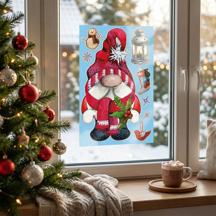 Gnomefrost - Santa Gnome Themed Window Sticker Set