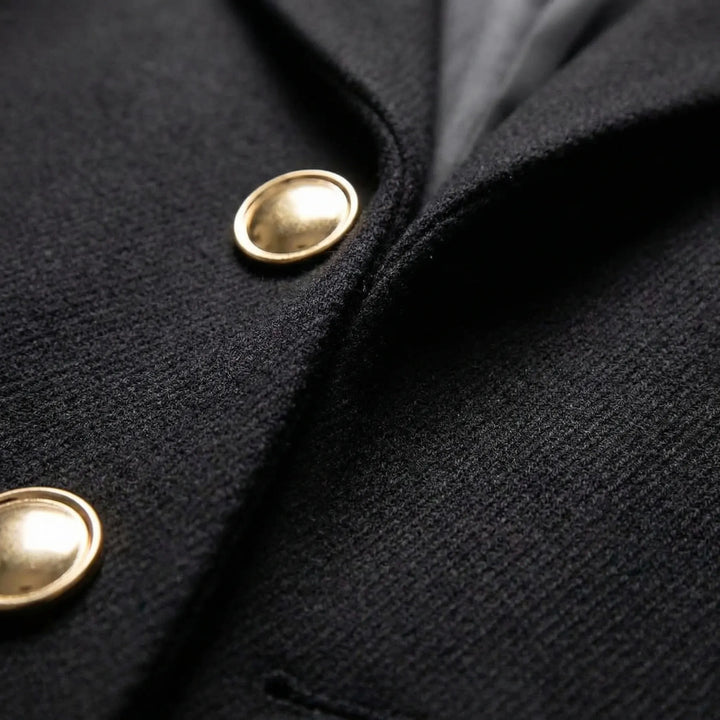 Gravlyn - Long Button-Front Lapel Coat For Men