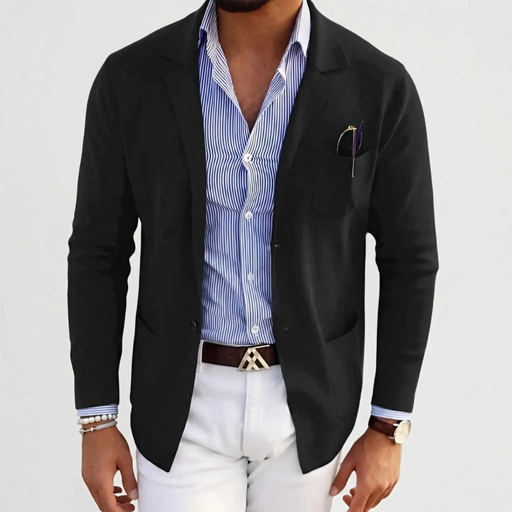 Klavorn - Lapel Collar Knit Blazer For Men