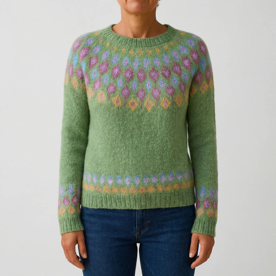 Knitvara - Fair Isle Printed Crew Neck Pullover