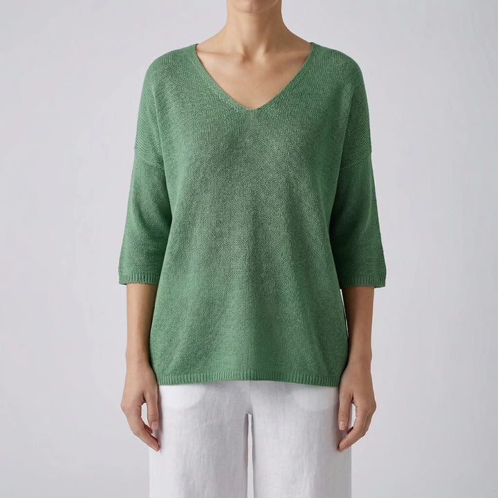 Knivara - V-Neck Knit Top For Women