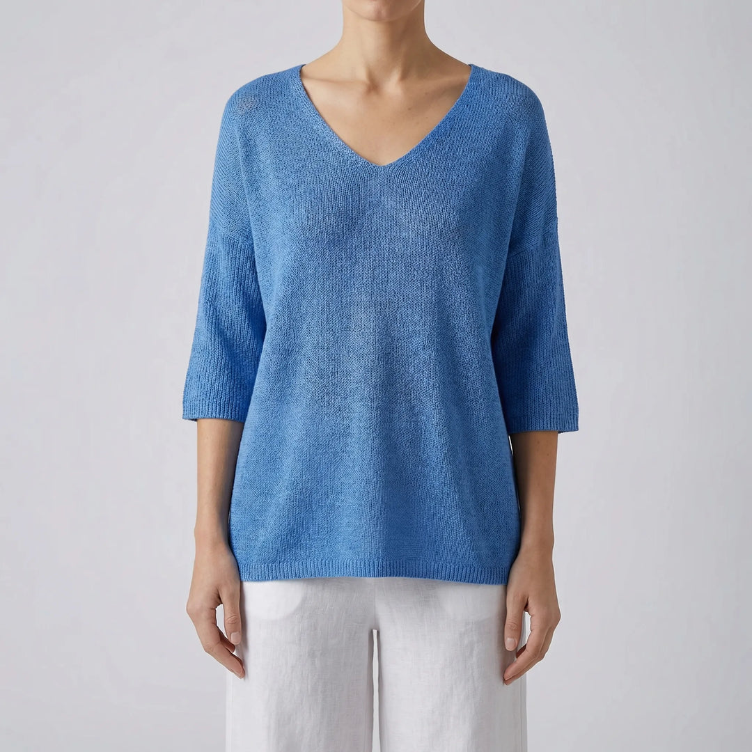 Knivara - V-Neck Knit Top For Women