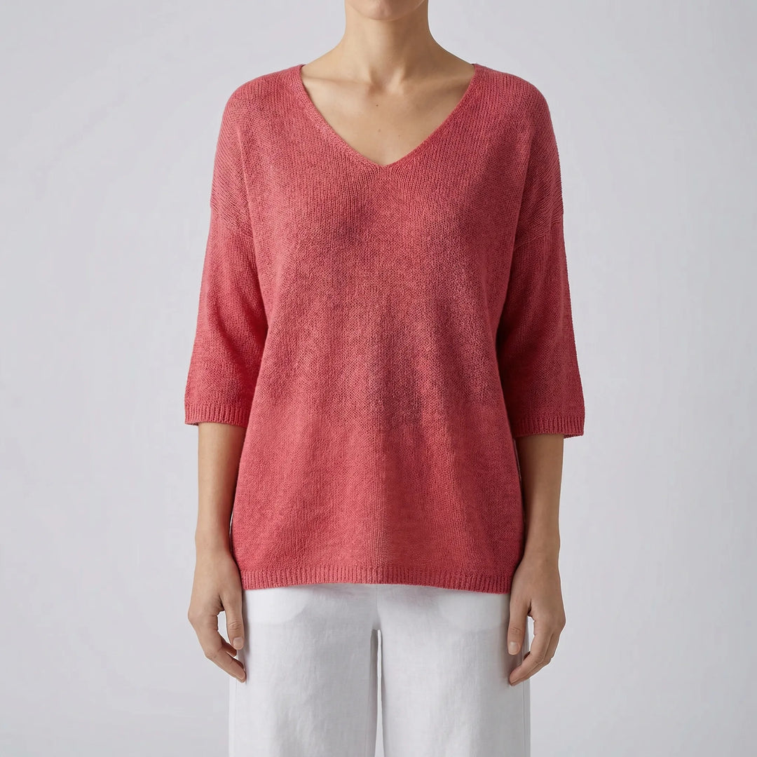Knivara - V-Neck Knit Top For Women