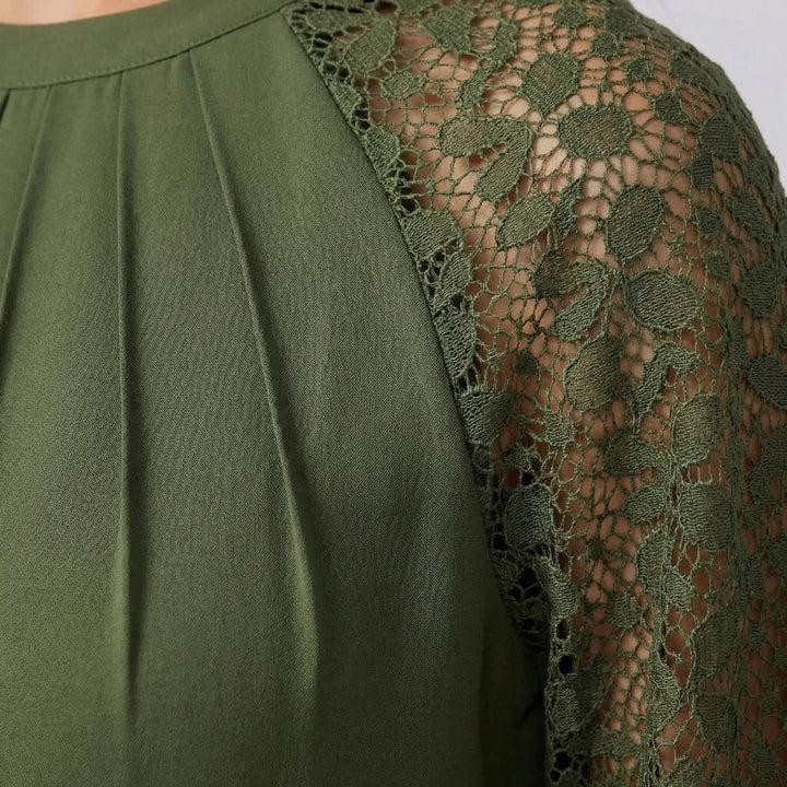 Lacevera - Long-Sleeve Blouse With Lace Sleeves