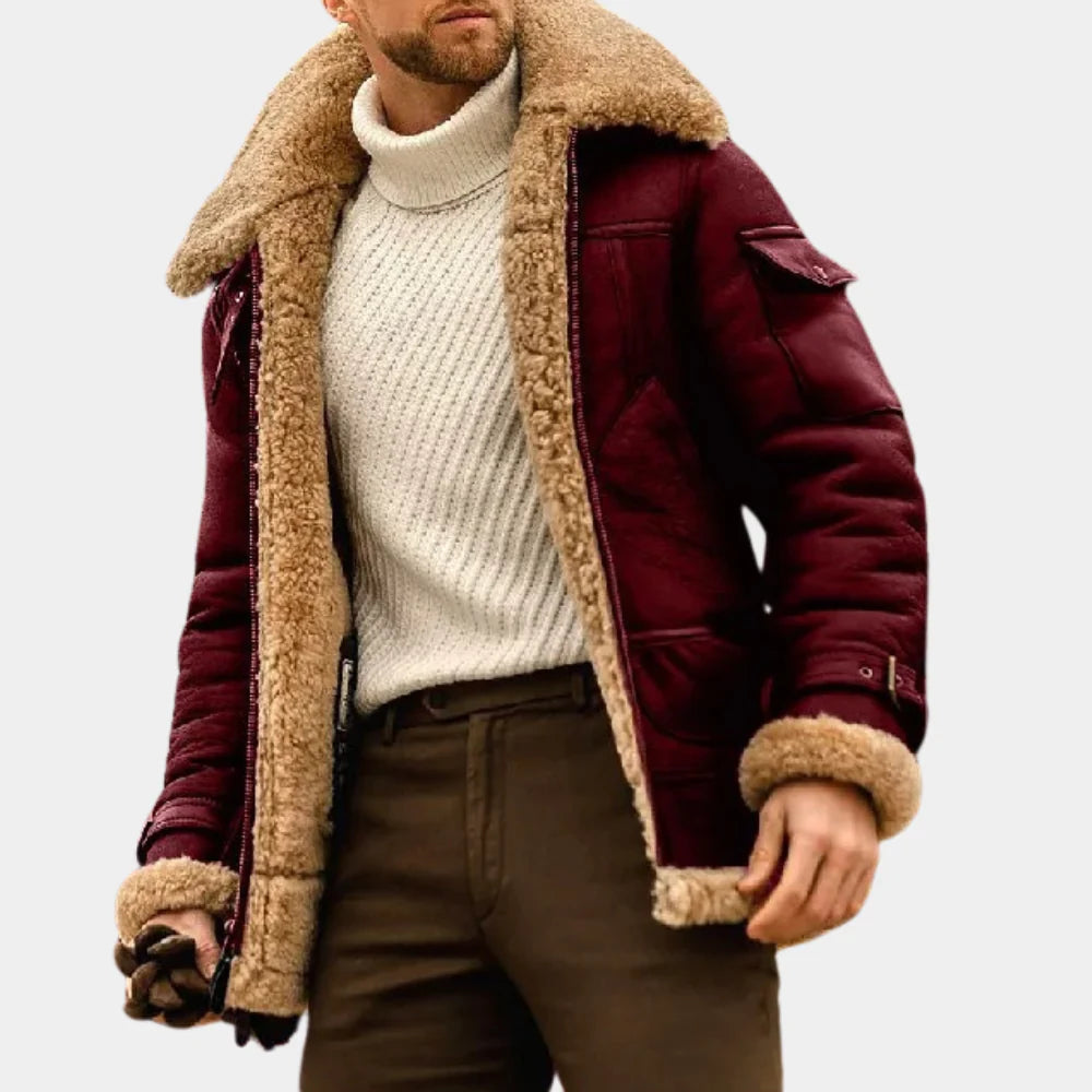 Modig Pilot Stil - Läder Vinterjacka för Män