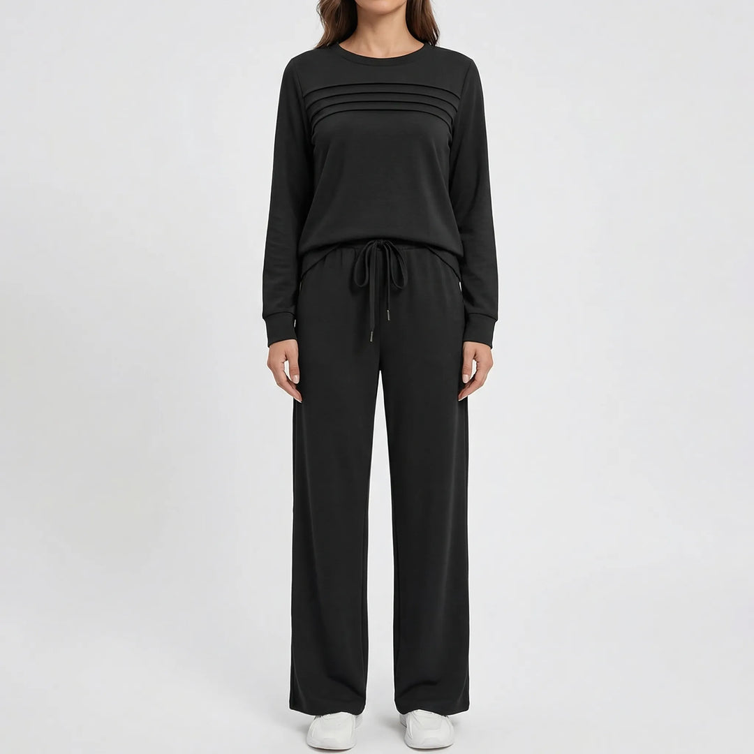 Lounvera - Mock Neck Long-Sleeve Lounge Set