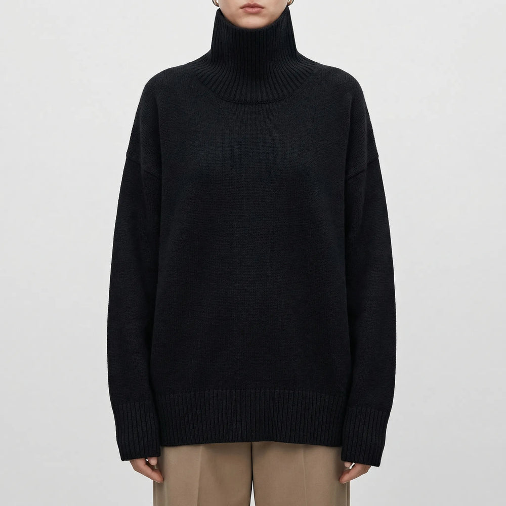 Lumvex - Oversized High-Neck Knit Sweater