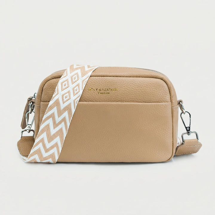 Luxivane - Structured Crossbody Bag With Patterned Strap