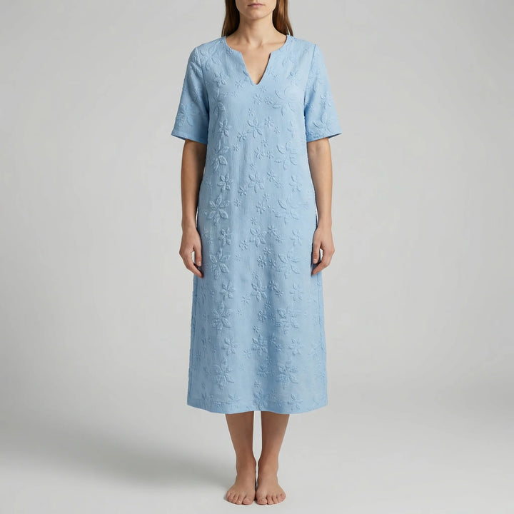 Midella - Floral Midi Dress With V-Neckline