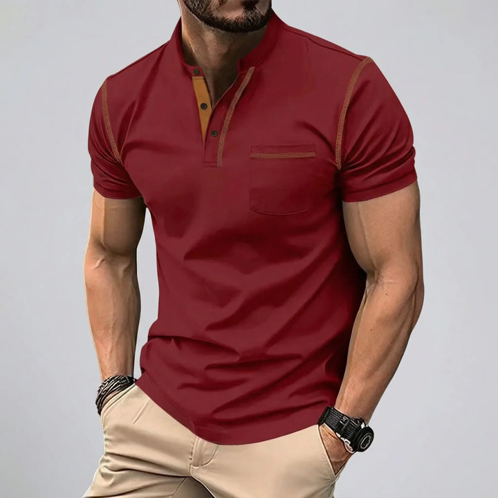 Naxivo - Short Sleeve Button Placket Polo