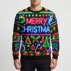 Neon Grafisk Jul Crew Neck Tröja för Män