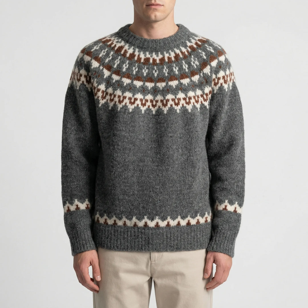 Nordrvik - Fair Isle Crewneck Pullover Sweater