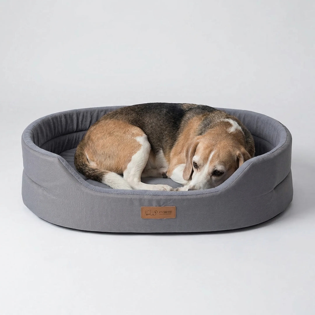 Pawvelo - Oval Plush Dog Bed With Raised Edges