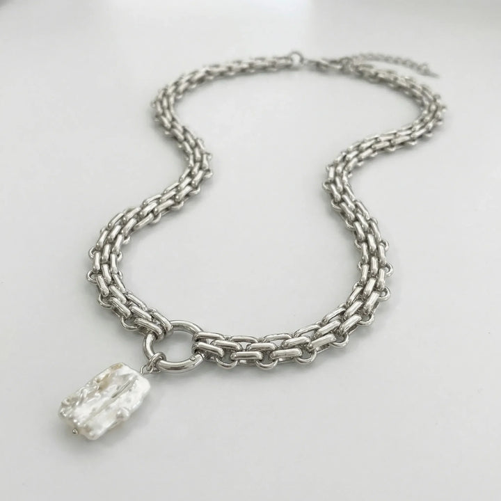 Pearlova - Baroque Pearl Pendant Chain Necklace