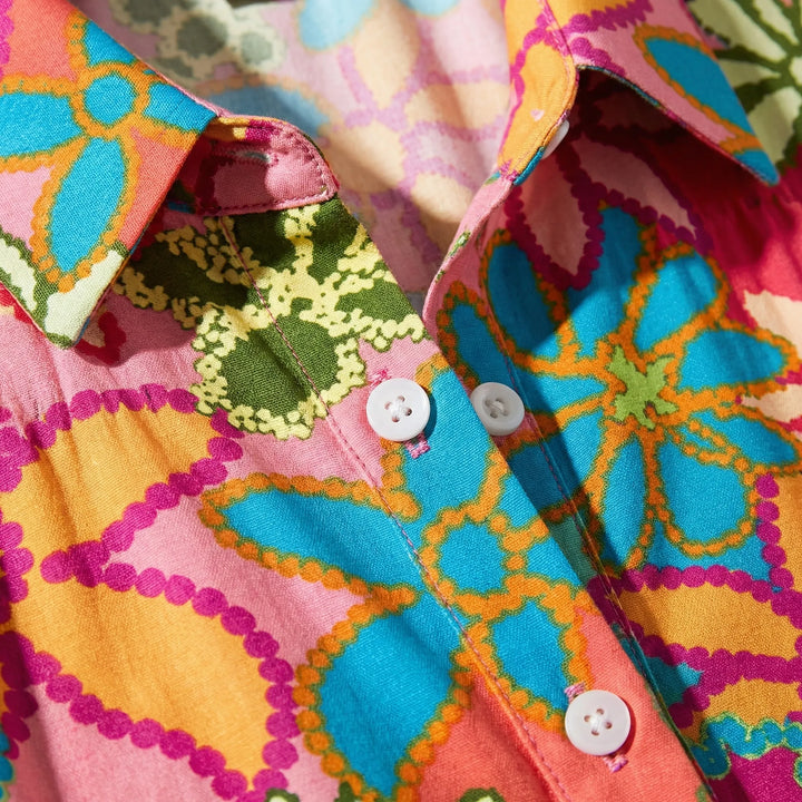Petalia - Long-Sleeve Floral Button-Front Shirt