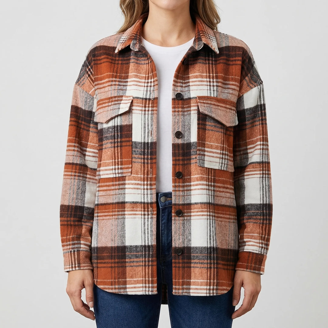 Plaidova - Relaxed Fit Plaid Shirt Jacket