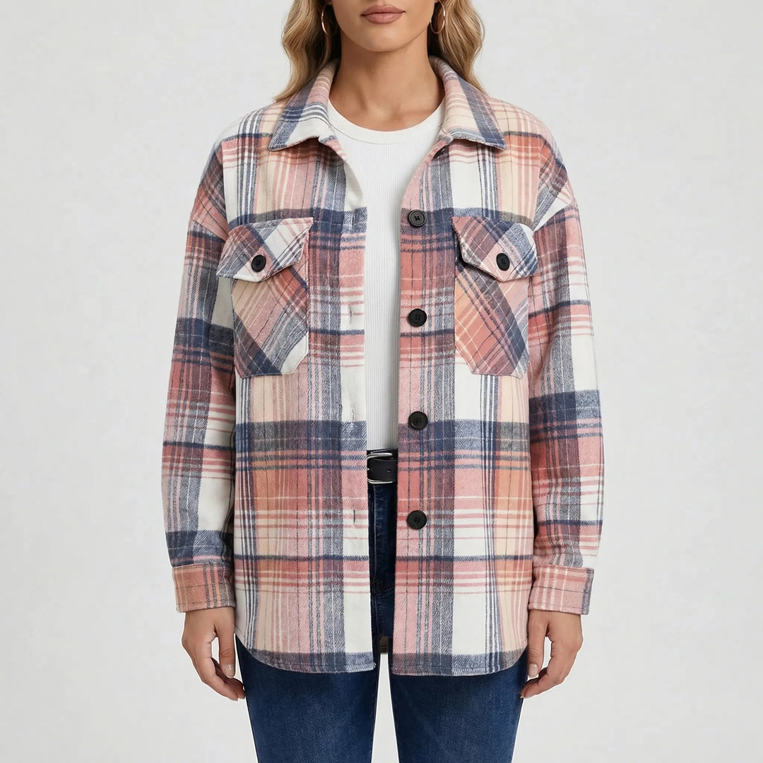 Plaidova - Relaxed Fit Plaid Shirt Jacket