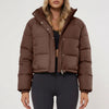 Croppad Hooded Puff Jacka För Kvinnor
