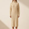 Turtleneck Ribbad Midi Klänning
