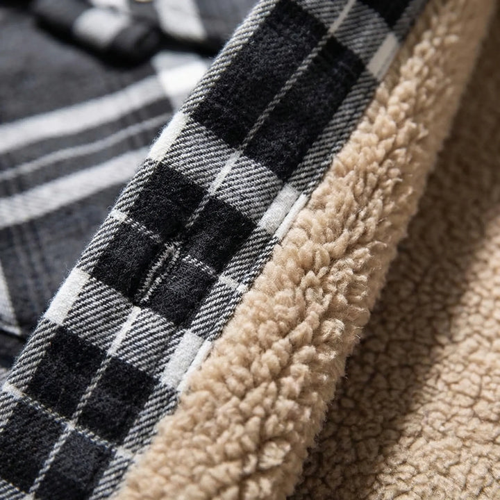 Ruggorn - Hooded Plaid Button-Down Shirt Jacket