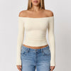 Av-axlarna Lång Ärmar Crop Top för Kvinnor