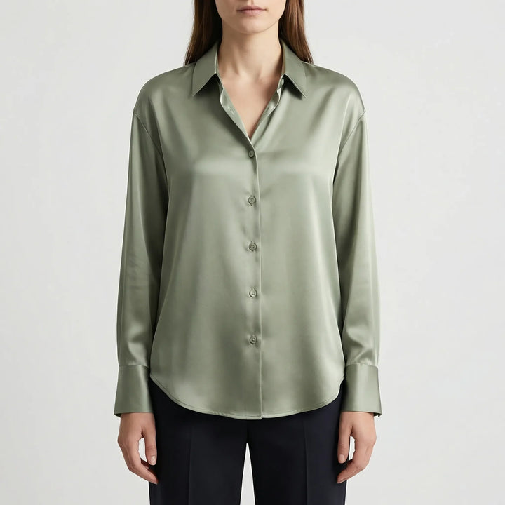 Silquen - Loose Button-Up Long Sleeve Blouse