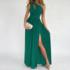Fitted Halter-Neck Maxi Klänning Med Hög Spricka